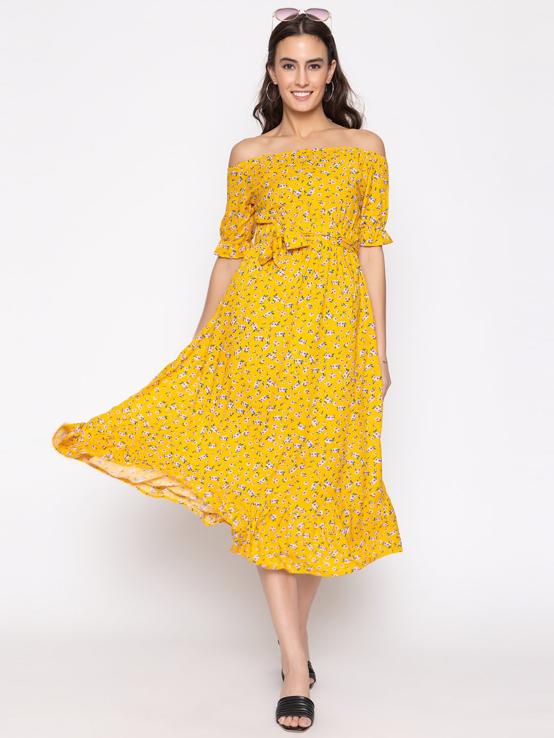  Solzeiq Beautiful Western Yellow Dress