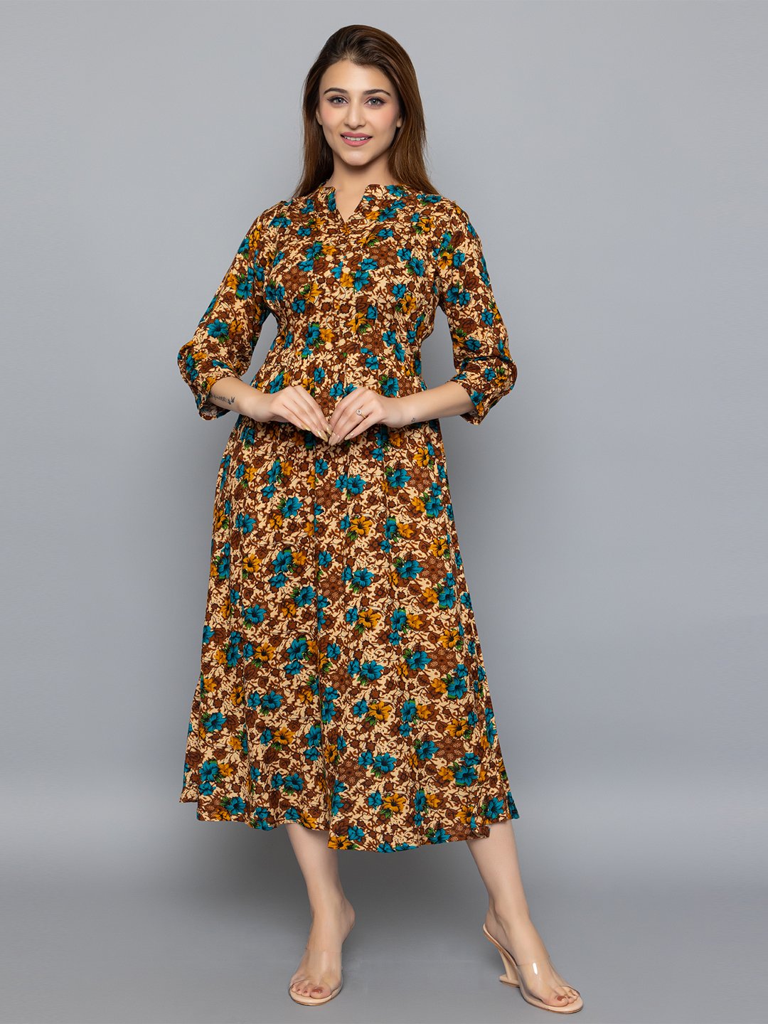  Solzeiq Rayon Cotton Brown Kurti 