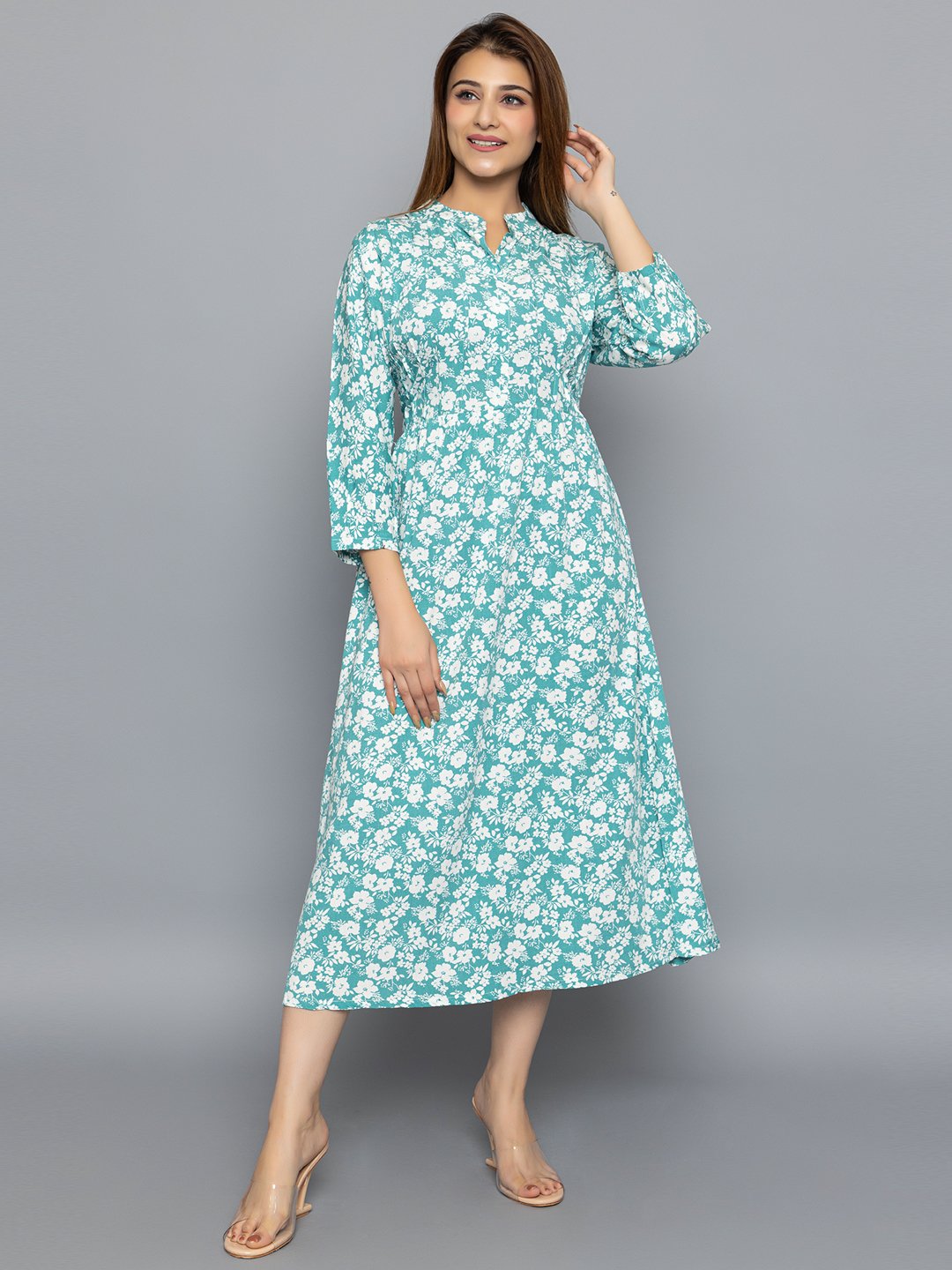  Solzeiq Rayon Cotton Green Kurti